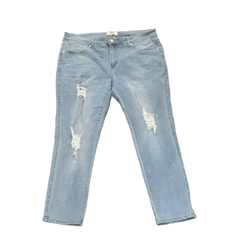 Light Blue Cropped Distressed Jeans